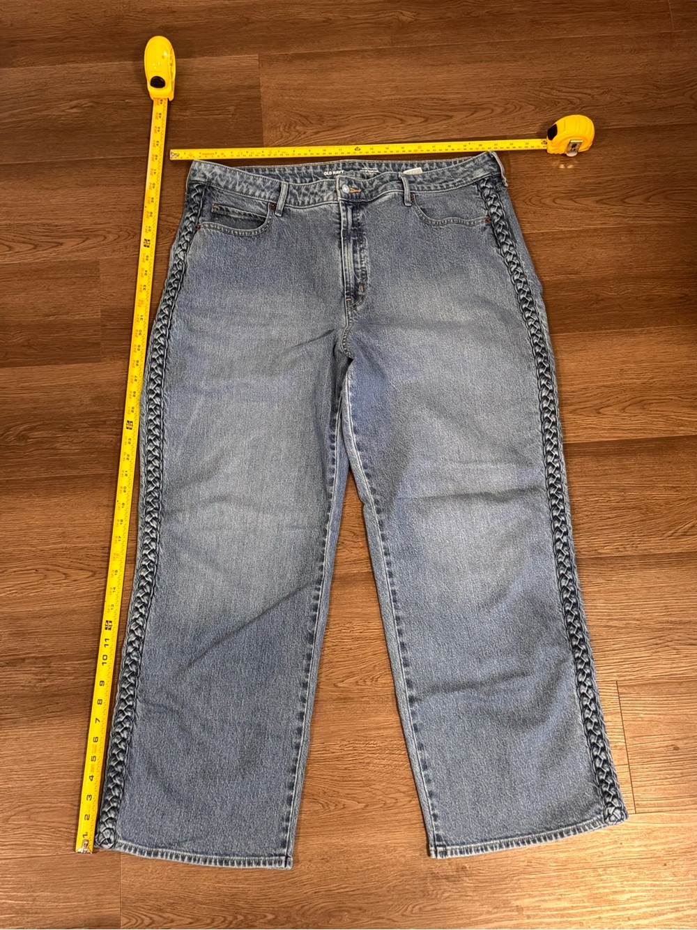 Old Navy Light Blue Relaxed Jeans with Braided Side Trim